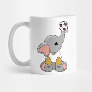 Elephant as Soccer player with Soccer ball Mug